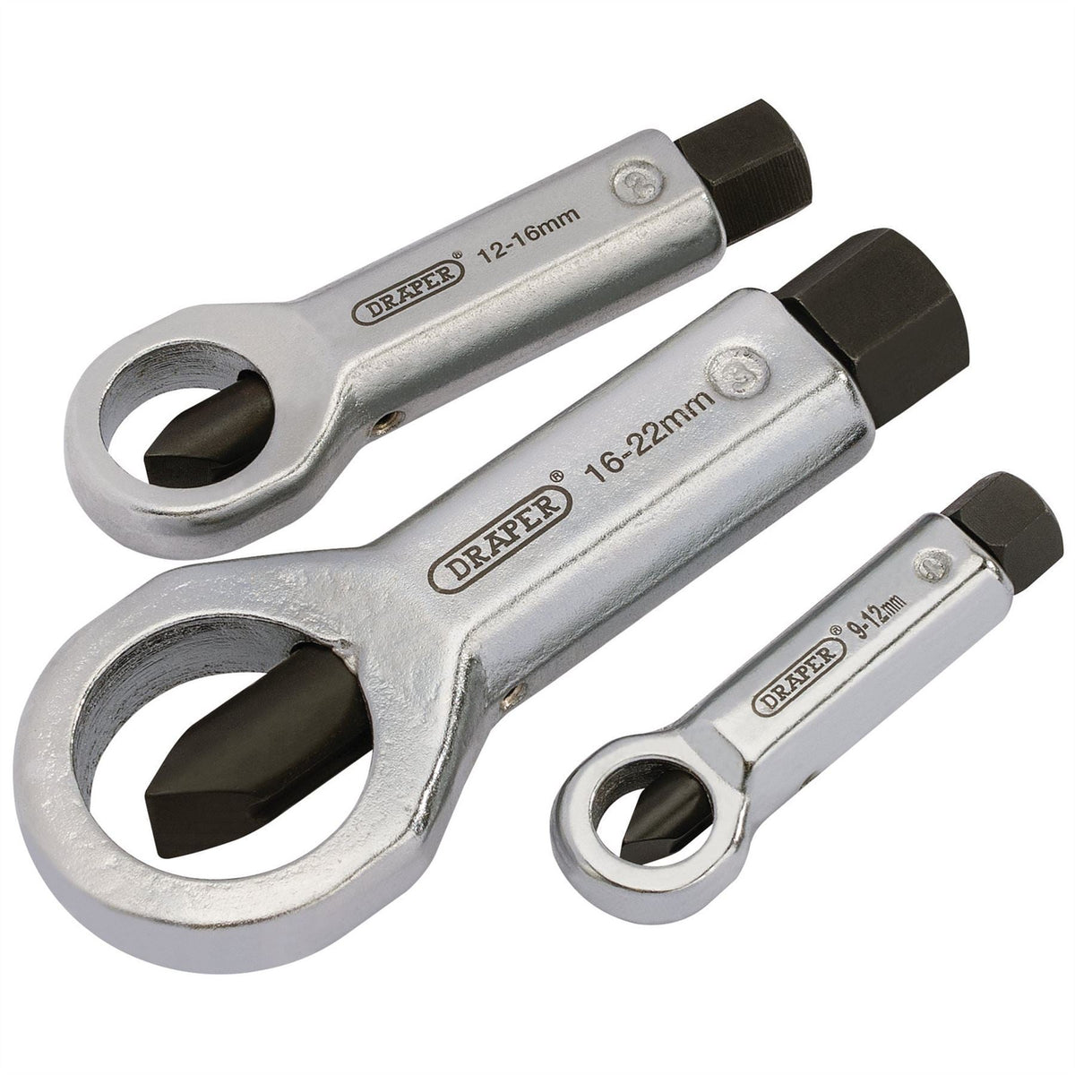 Draper Nut Splitter Set 9 - 22mm (3 Piece) 55108 White Rose Tools