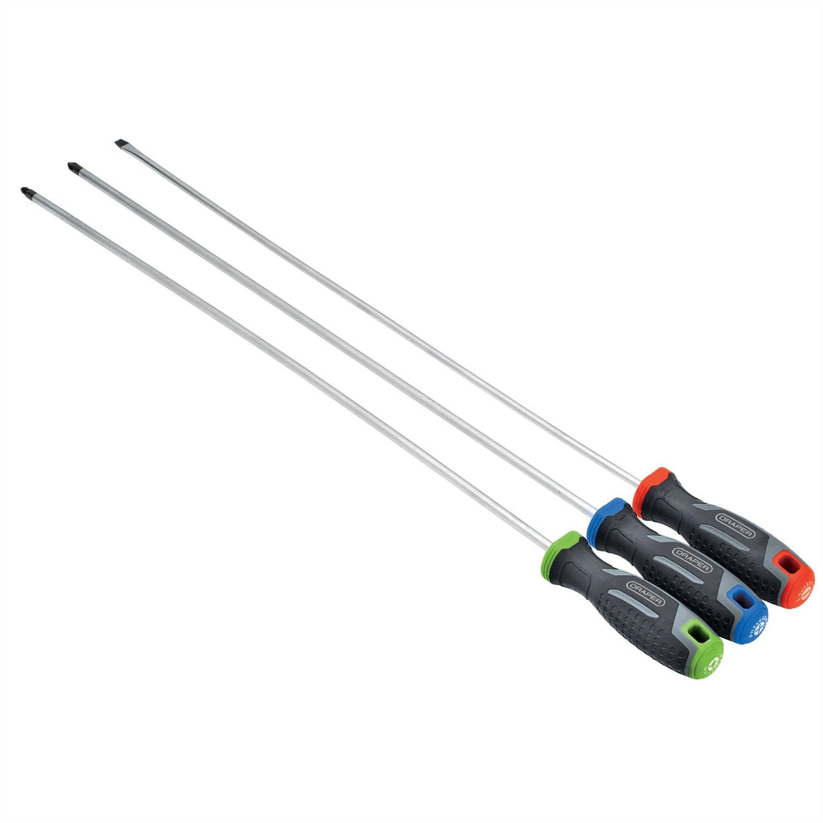 Draper Long Reach Soft Grip Screwdriver Set (3 Piece) 13429 White Rose Tools