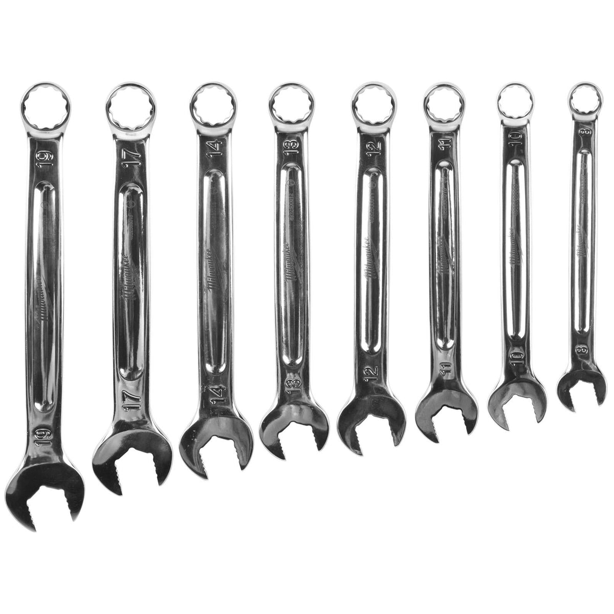 Milwaukee MAXBITE Slim Combination Spanner Set 8 Piece 8-19mm White Rose Tools