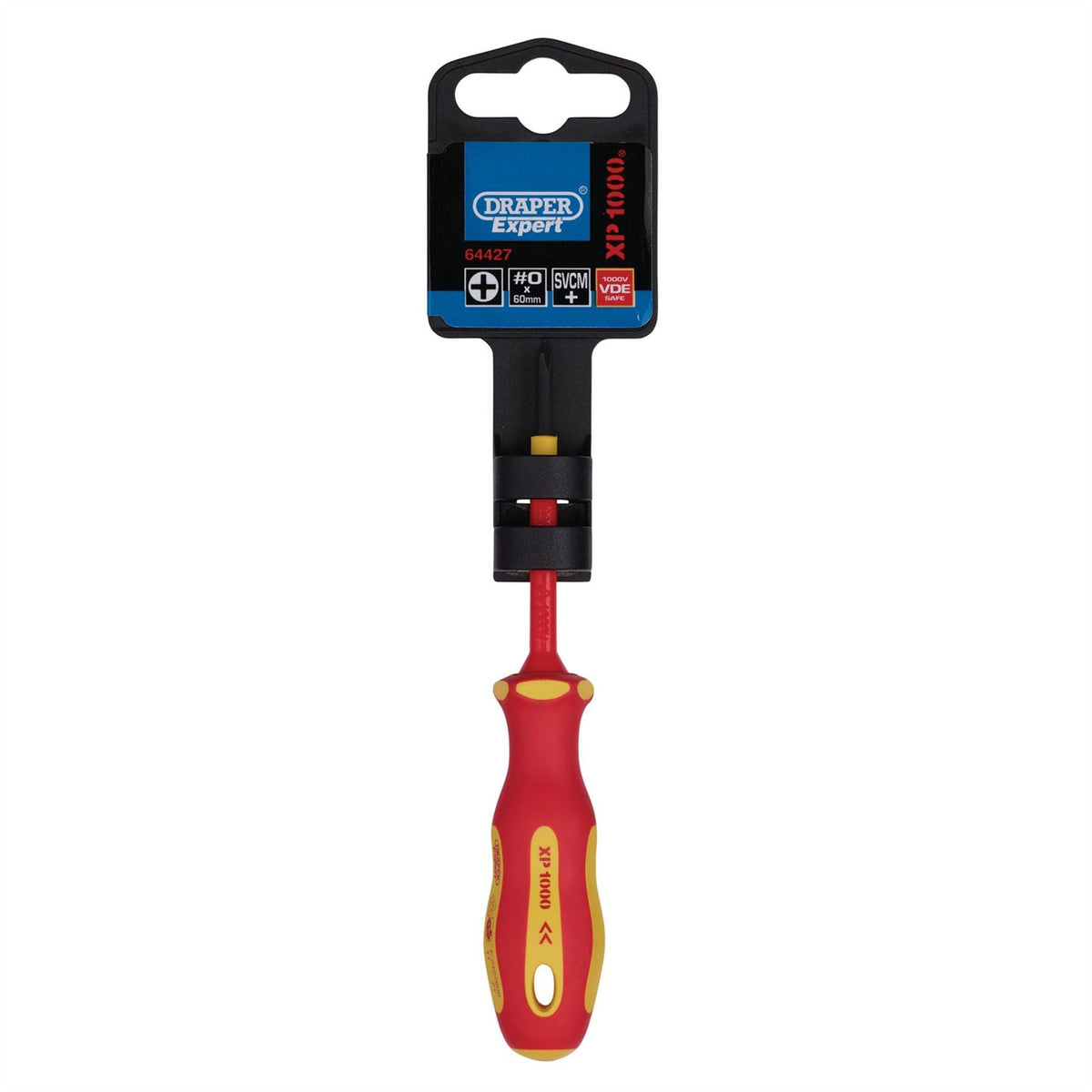 Draper XP1000 VDE Cross Slot Screwdriver No.0 x 60mm 64427 White Rose Tools