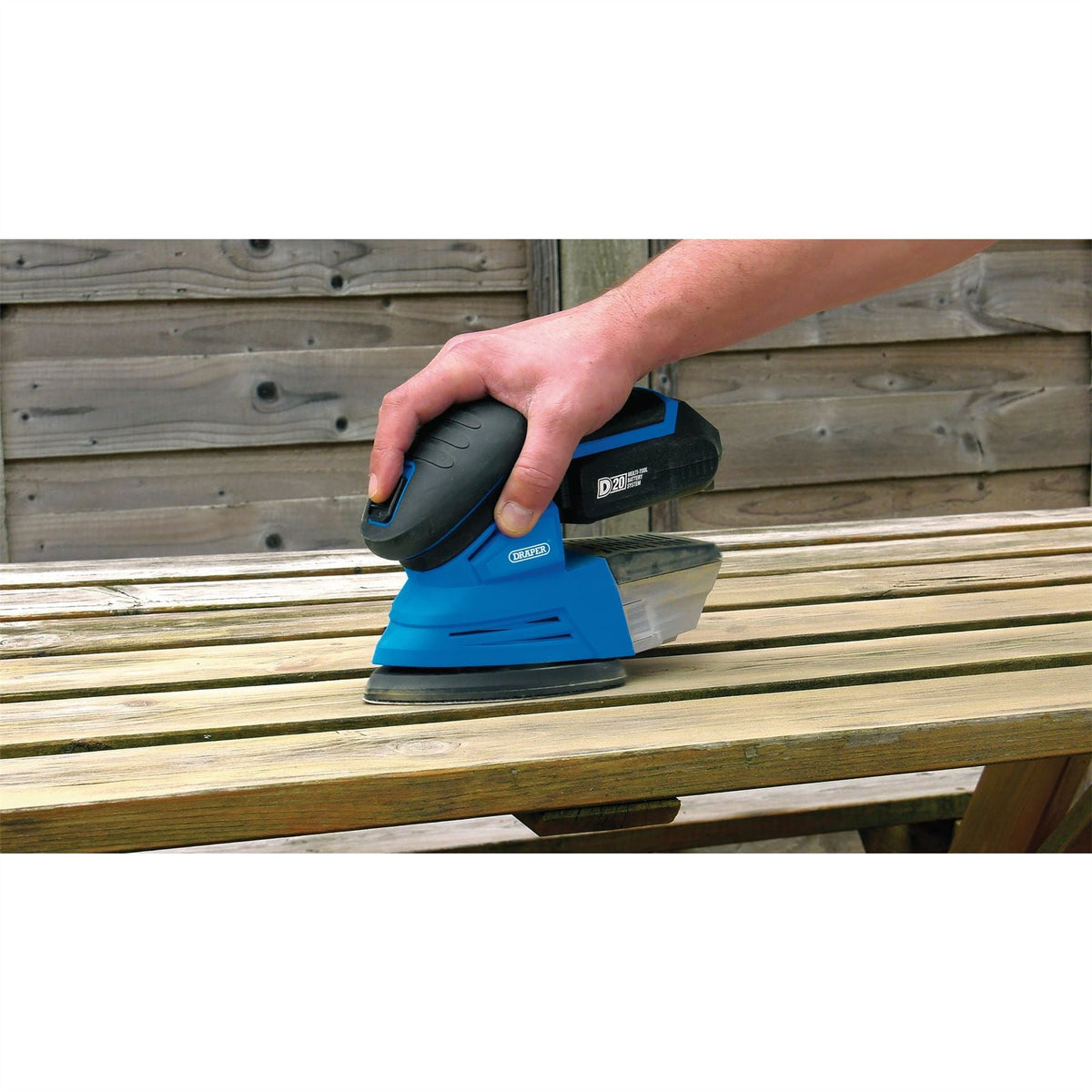 Draper D20 20V Tri-Base Detail Sander (Sold Bare) 55657 White Rose Tools