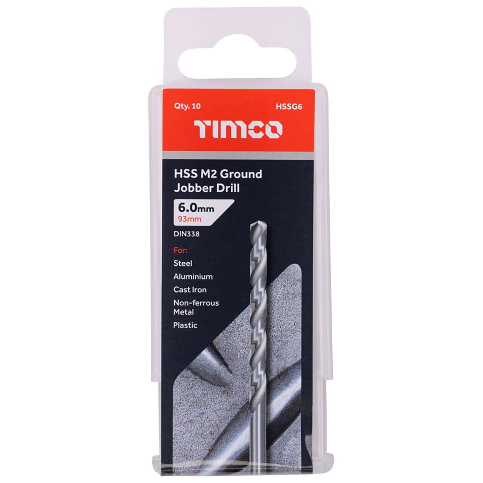 TIMCO HSS Drill Bits M2 Ground Jobber Drill Bit Pack DIN338 - Choose Size