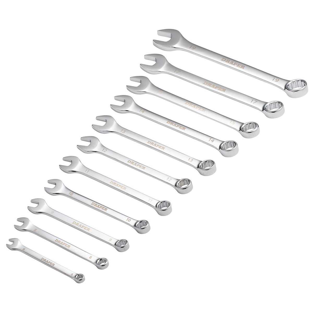 Draper HI-TORQ® Metric Combination Spanner Set 6-19mm (11 Piece) 66093 White Rose Tools