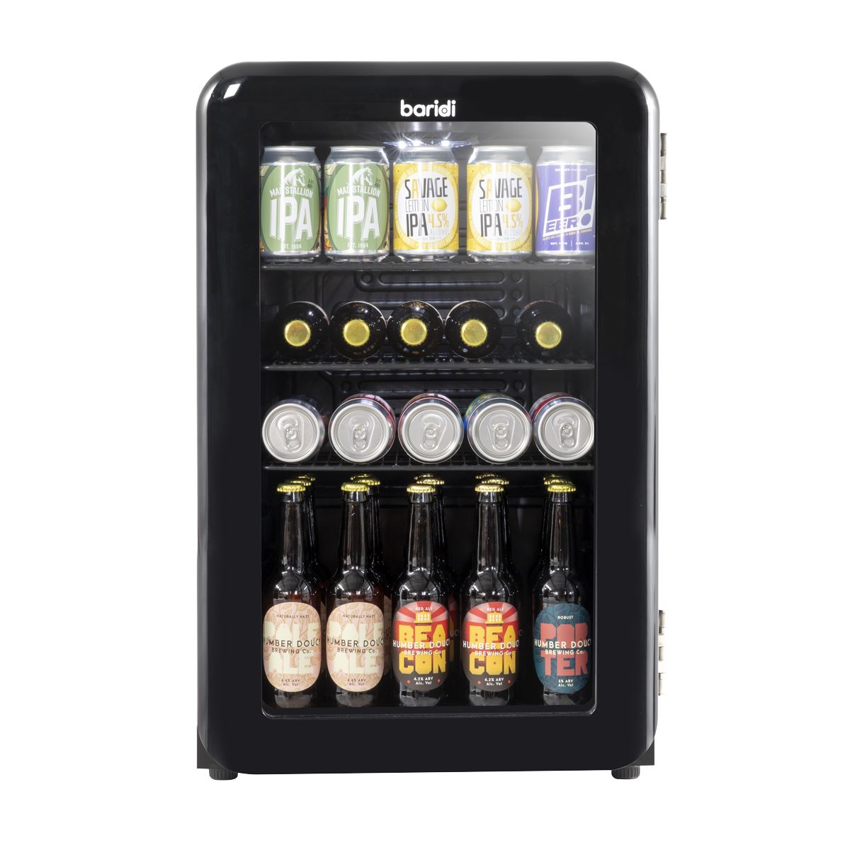 Baridi 70L Under Counter Drinks/Beer & Wine Cooler Fridge, Retro Style, Black White Rose Tools