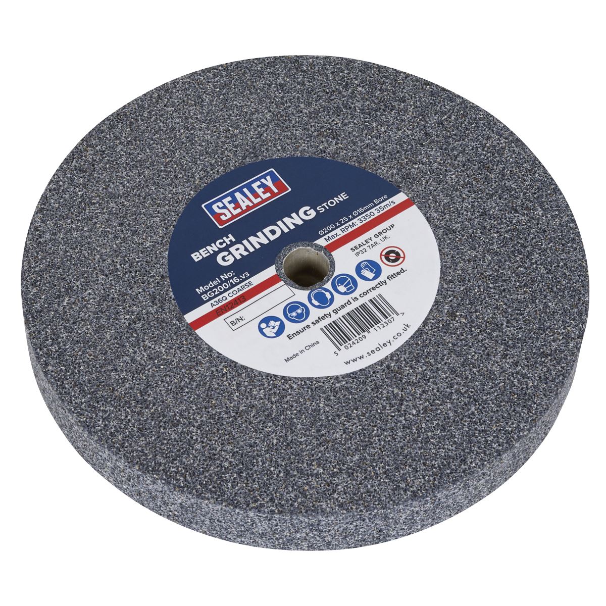 Sealey Grinding Stone Ø200 x 25mm Ø16mm Bore A36Q Coarse