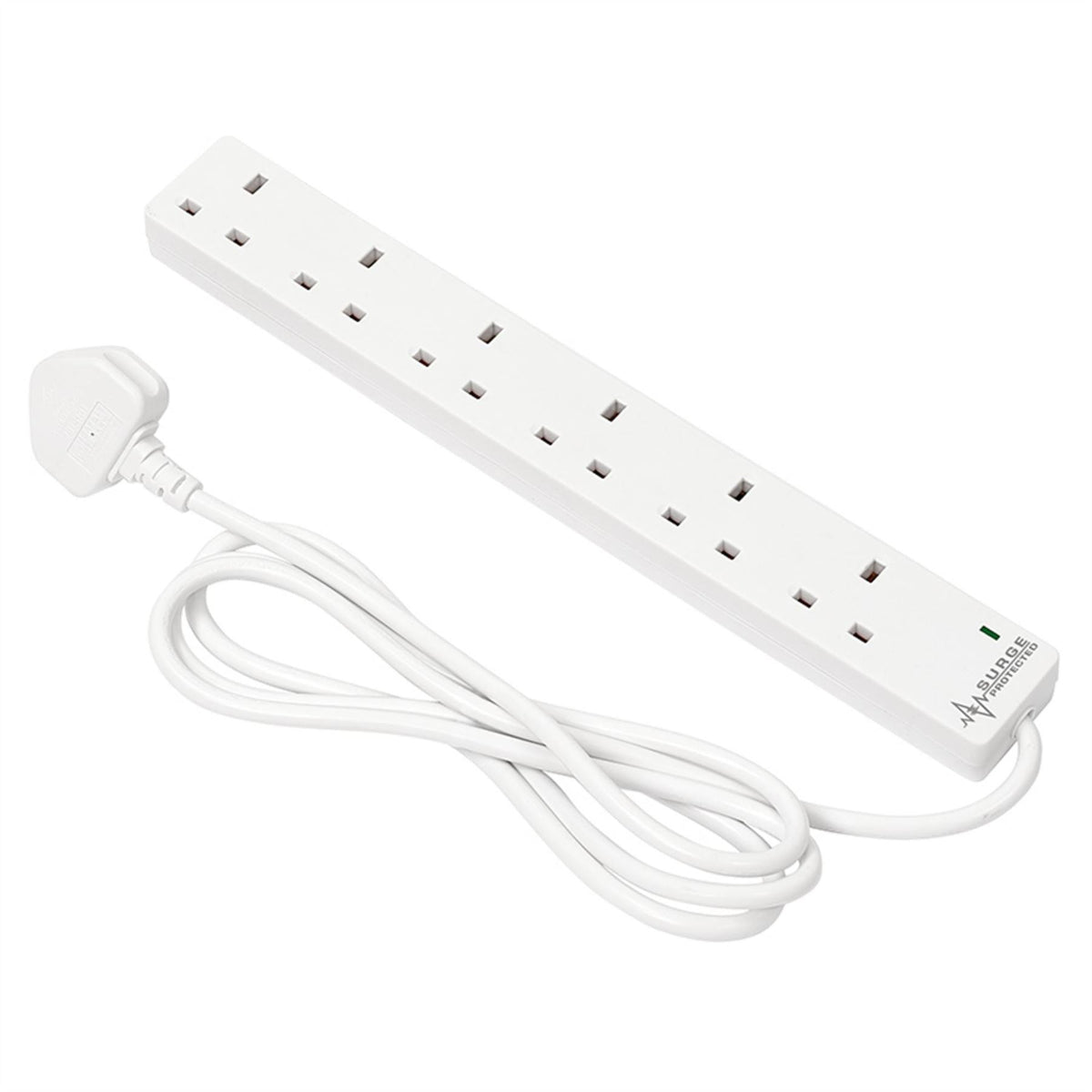 Draper 6 Way White Extension Lead 2m 30946 White Rose Tools