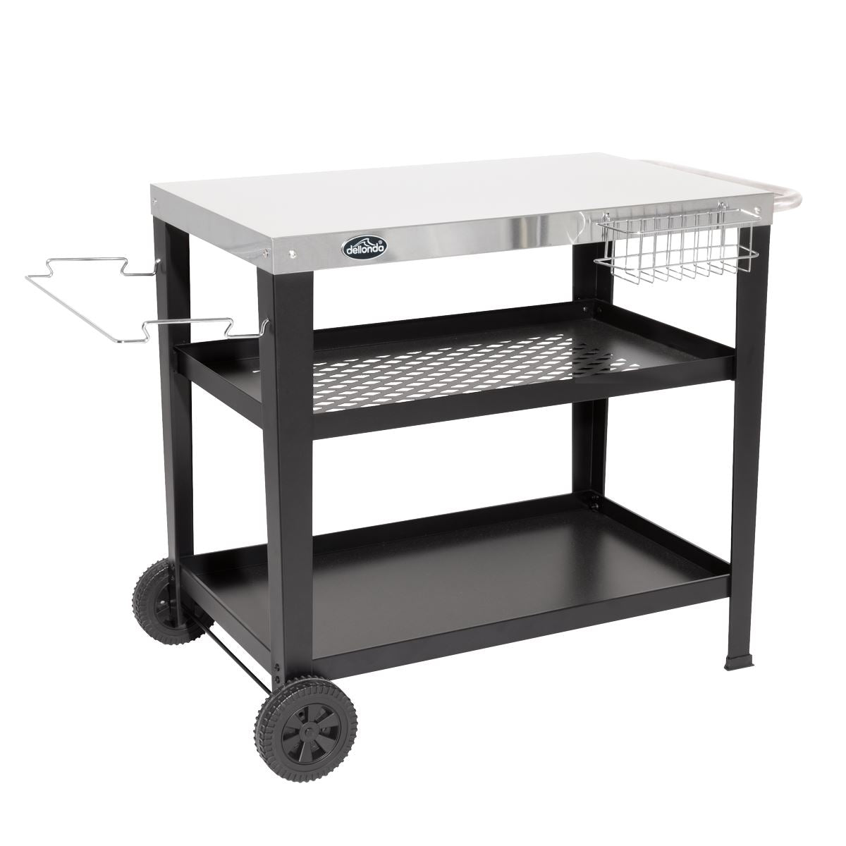 Dellonda Barbecue/Plancha Trolley for Outdoor Grilling/Cooking with Utensil Holder, Stainless Steel