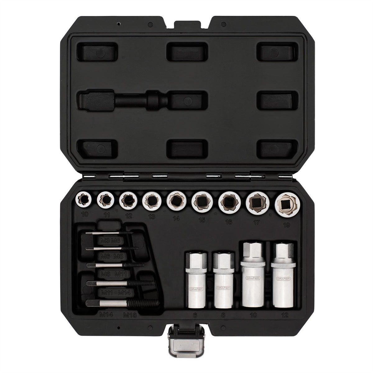 Draper Nut Bolt Stud and Screw Extactor Set (18 Piece) 31812 White Rose Tools