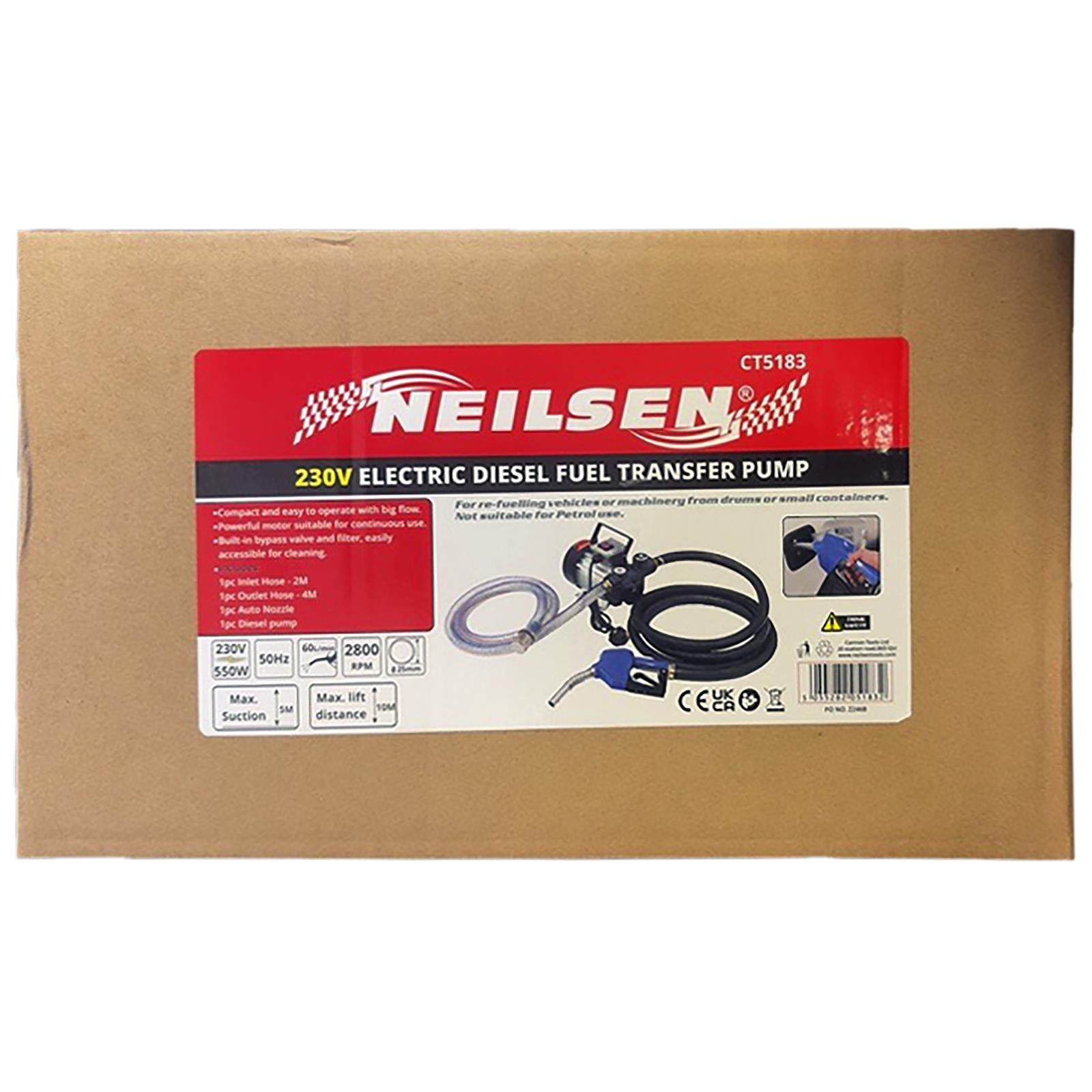 Neilsen Diesel Transfer Pump Fuel Extractor Electric Oil Dispenser Portable 230V