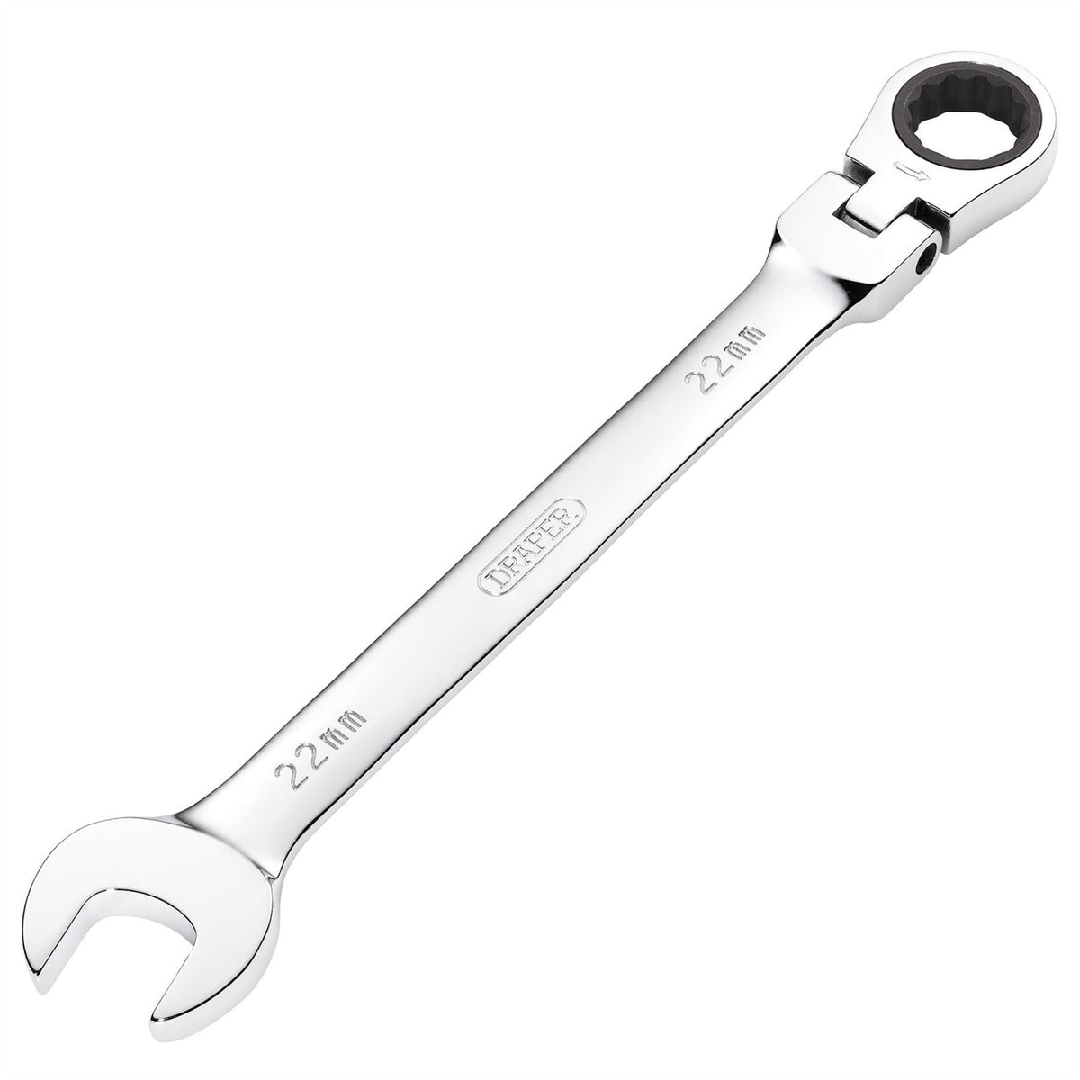 Draper HI-TORQ® Metric Flexible Head Ratcheting Combination Spanner 22mm 52024 White Rose Tools