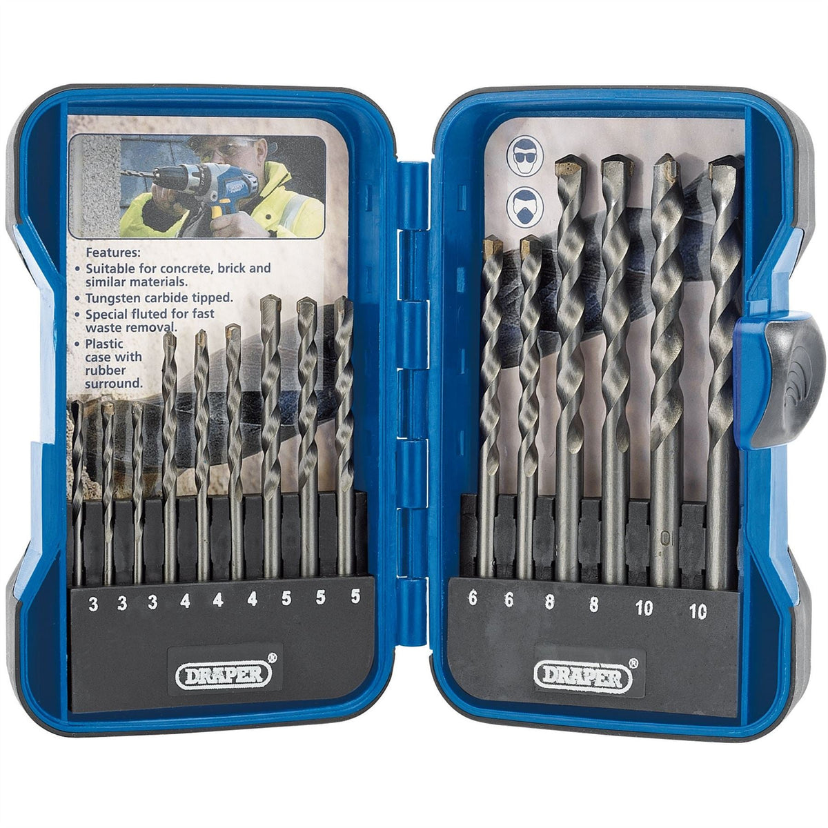 Draper TCT Masonry Drill Bit Set (15 Piece) 18550 White Rose Tools