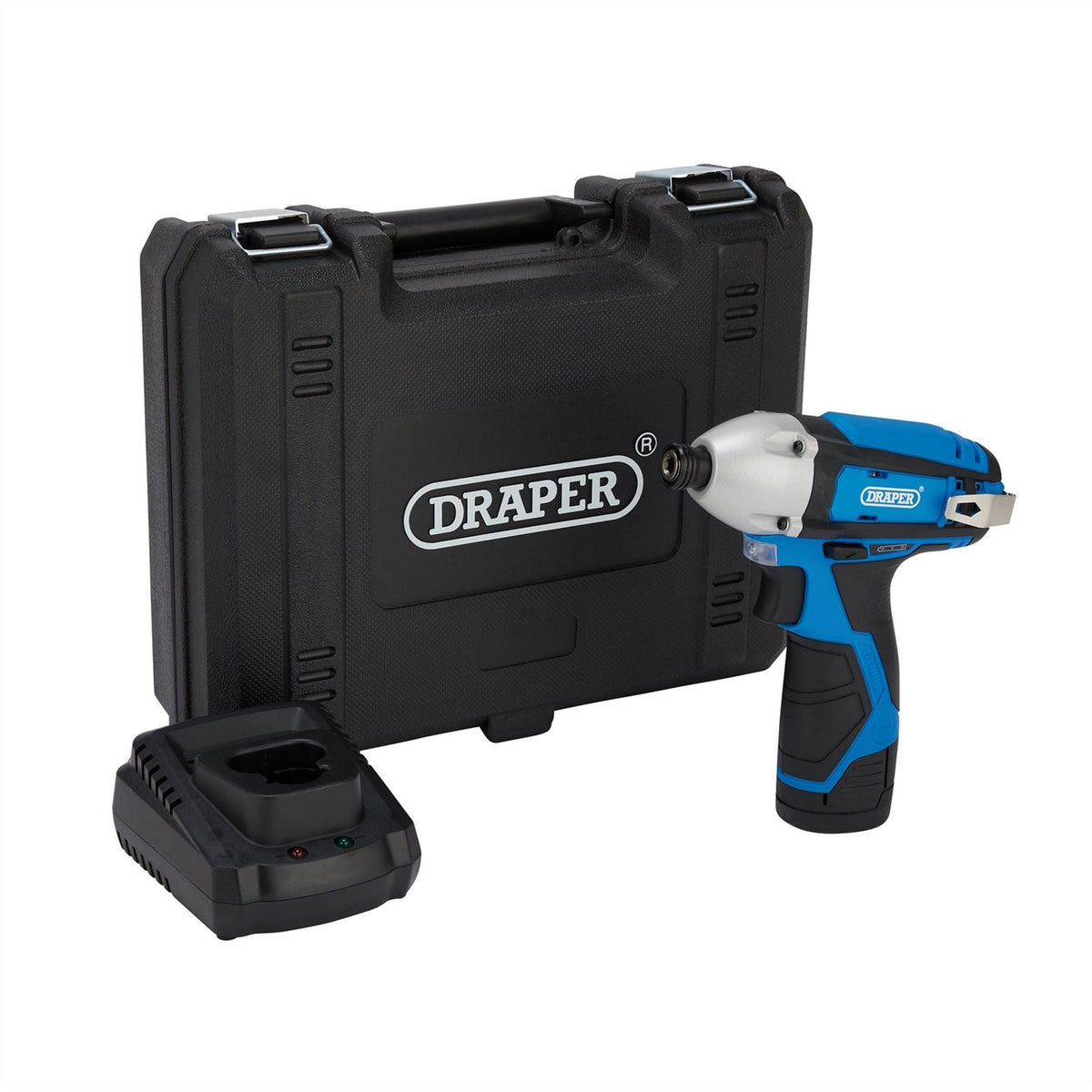 Draper 12V Impact Driver 1/4" Hex. 1 x 1.5Ah Battery 1 x Fast Charger 70332 White Rose Tools
