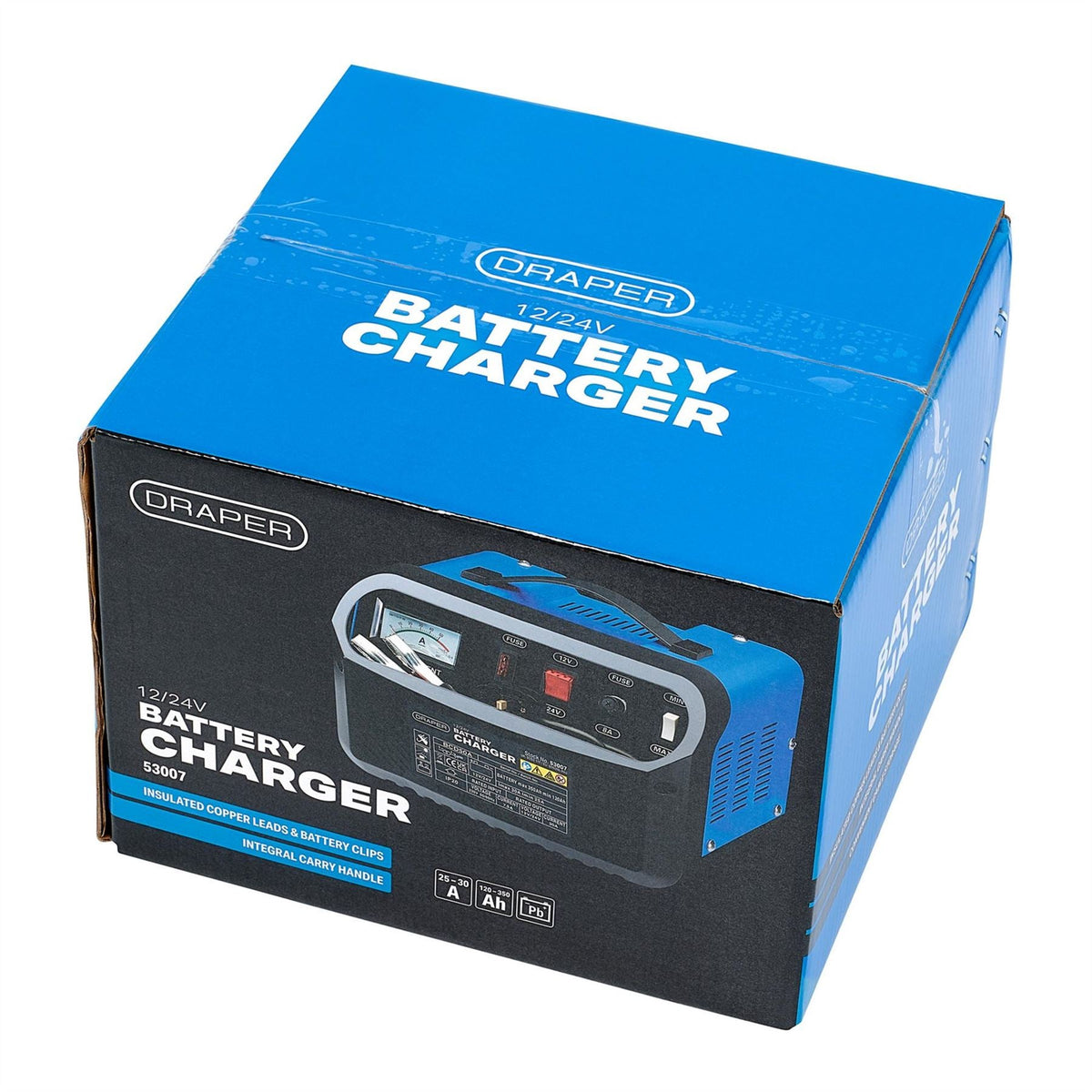 Draper 12/24V Battery Charger 25 - 30A 53007 White Rose Tools