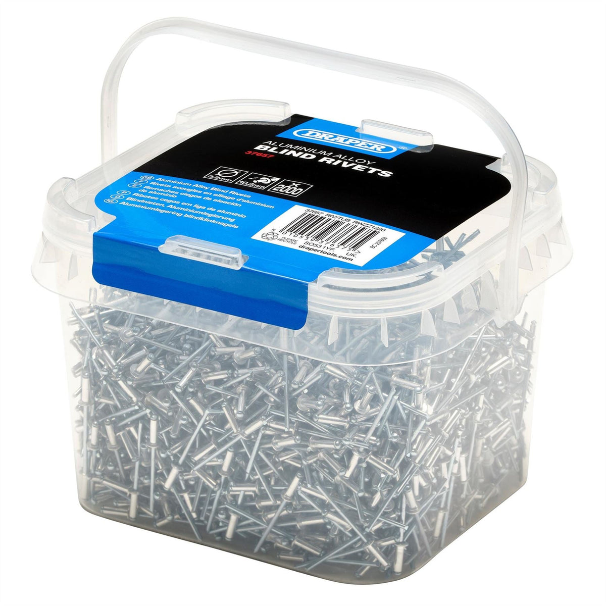 Draper Blind Rivets 3.2 x 10.2mm (Tub of 2000) 37657 White Rose Tools