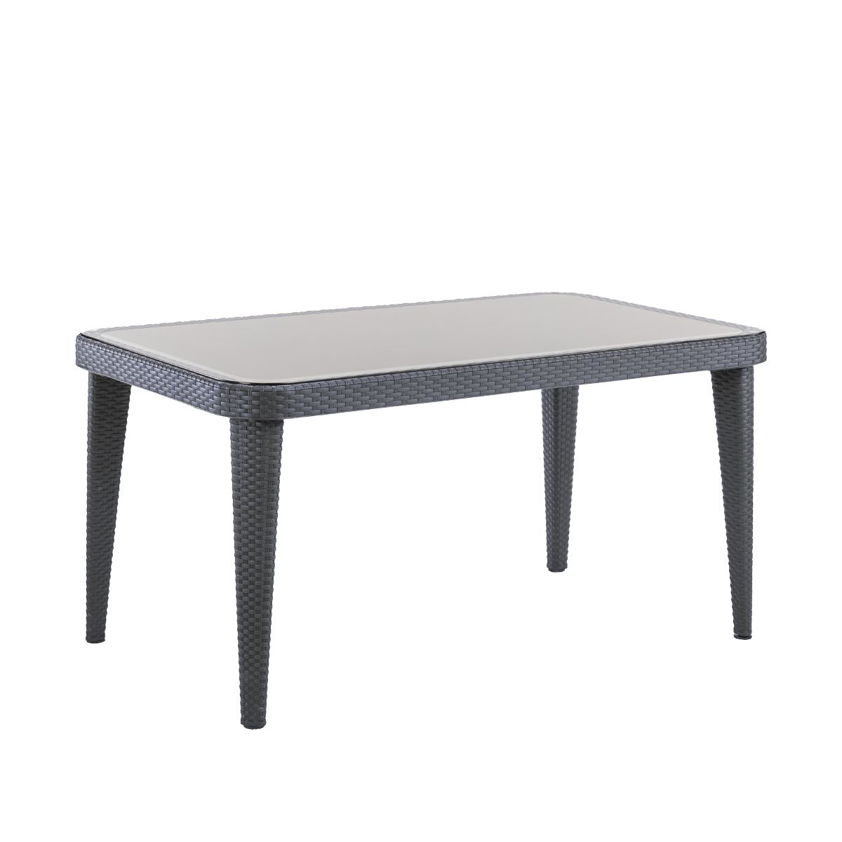 Dellonda Outdoor Dining Table Weather Resistant Body Glass Table 90x150cm