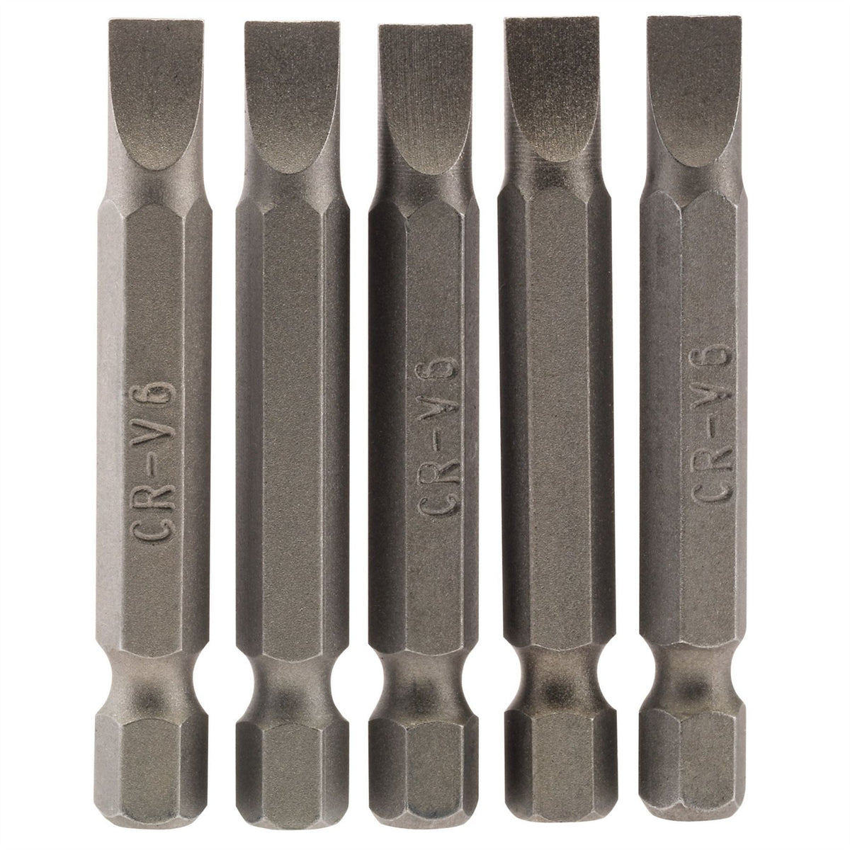 Draper Plain Slot Insert Bit 6mm 1/4" Hex 50mm Long (Pack of 5) 64273 White Rose Tools