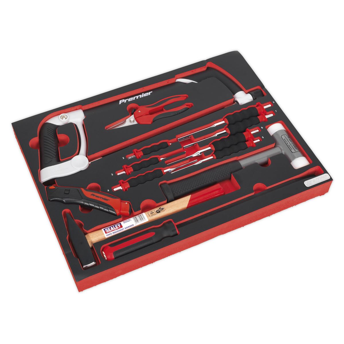 Sealey Premier Platinum Tool Tray with Hacksaw, Hammers & Punches 13pc