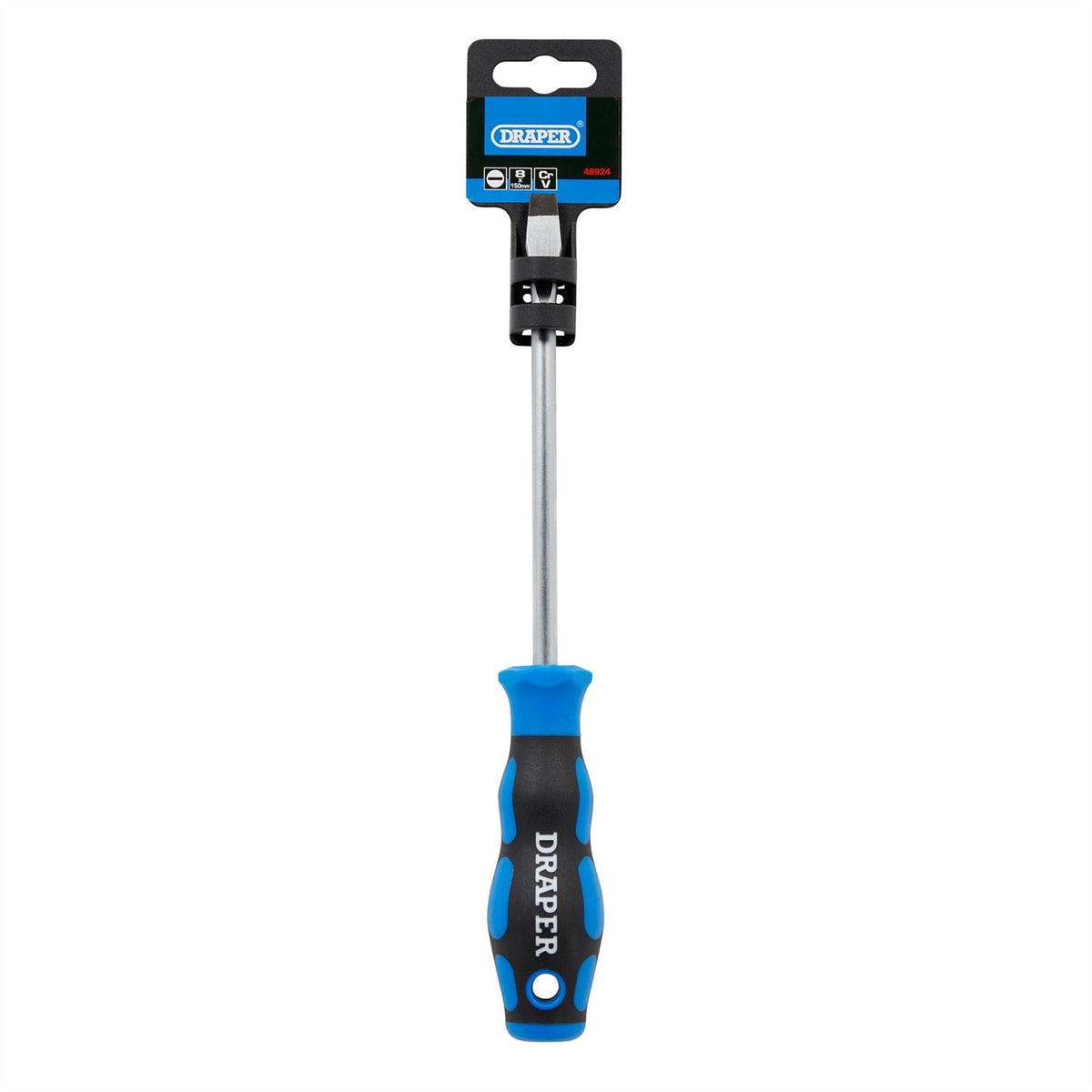 Draper Soft Grip Plain Slot Screwdriver 8 x 150mm 48924 White Rose Tools