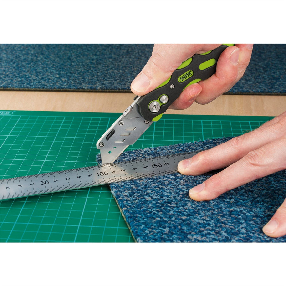 Draper Folding Trimming Knife with Belt Clip Green/Orange 24424 White Rose Tools