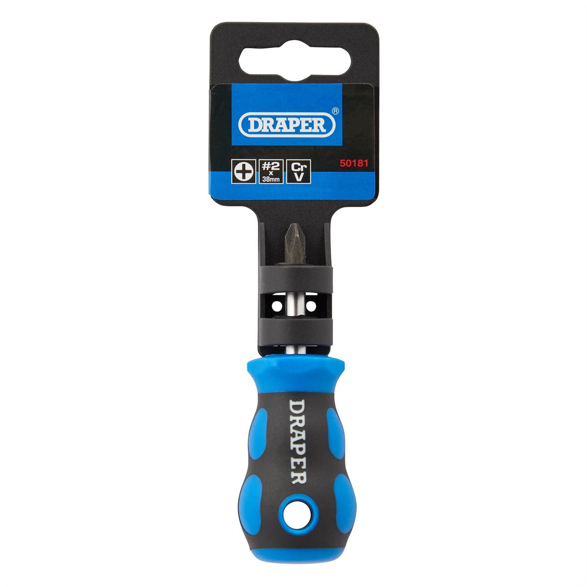 Draper Soft Grip Cross Slot Screwdriver No.2 x 38mm 50181 White Rose Tools