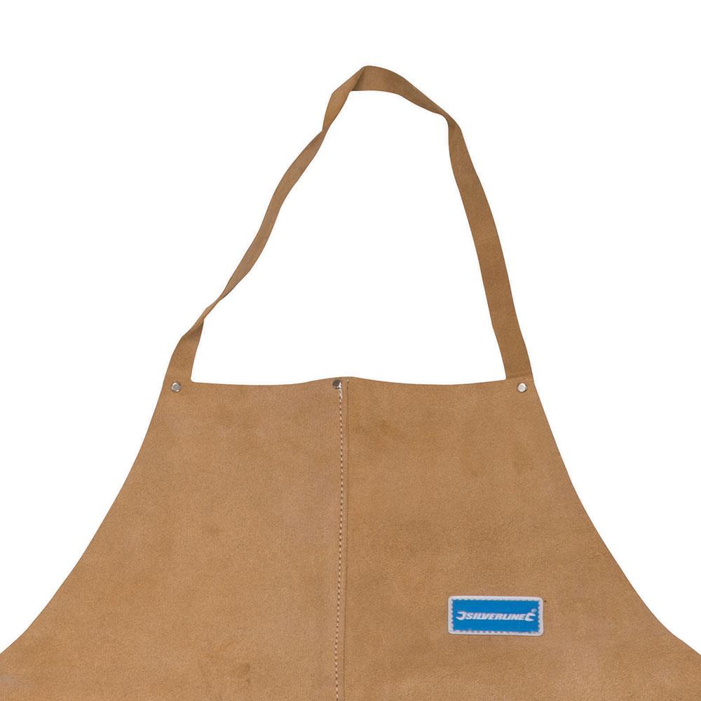 Silverline Full Length Welders Apron Chrome Leather Safety Heavy Reinforced