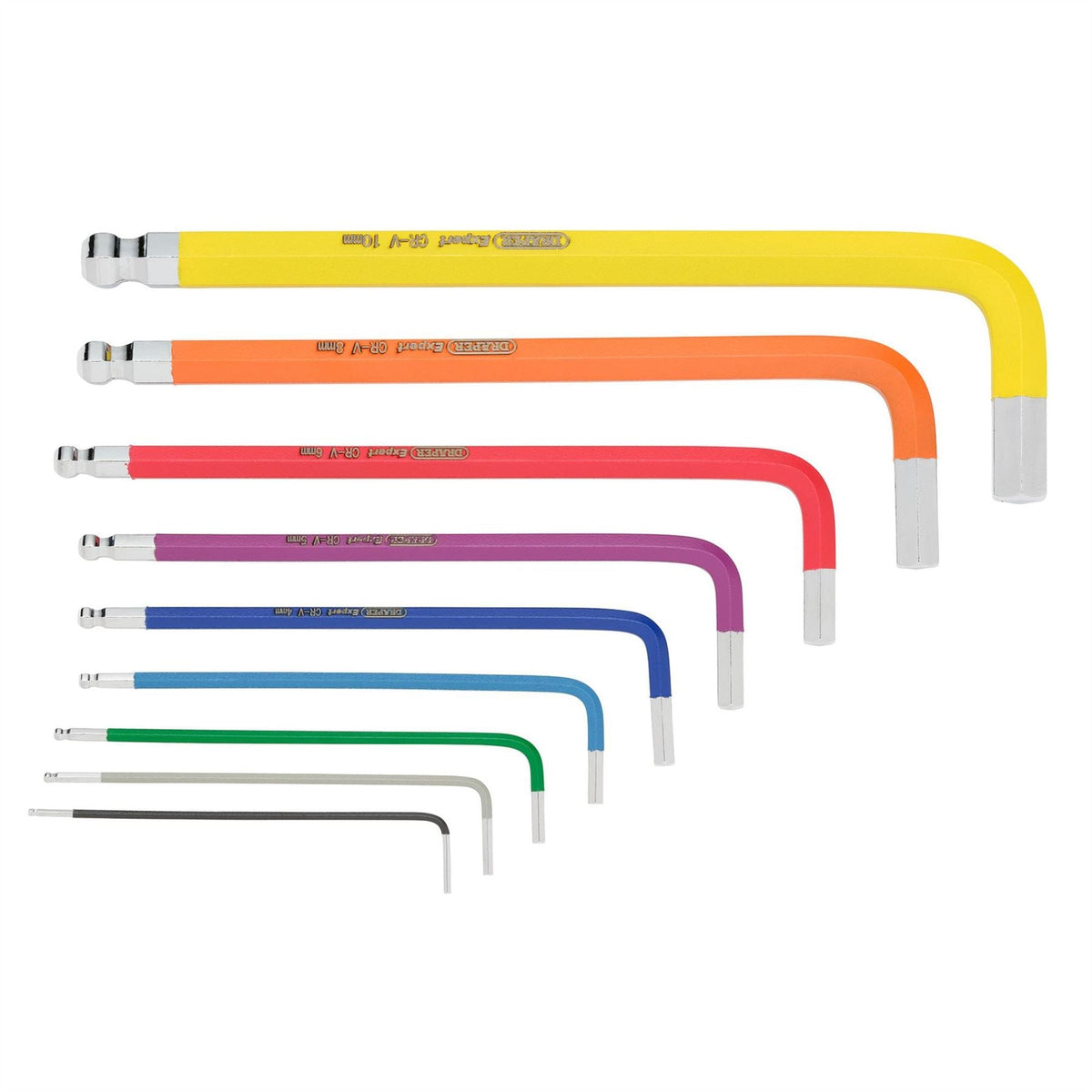 Draper Expert Metric Hex. and Ball End Key Set Colour Coded (9 Piece) 66132 White Rose Tools