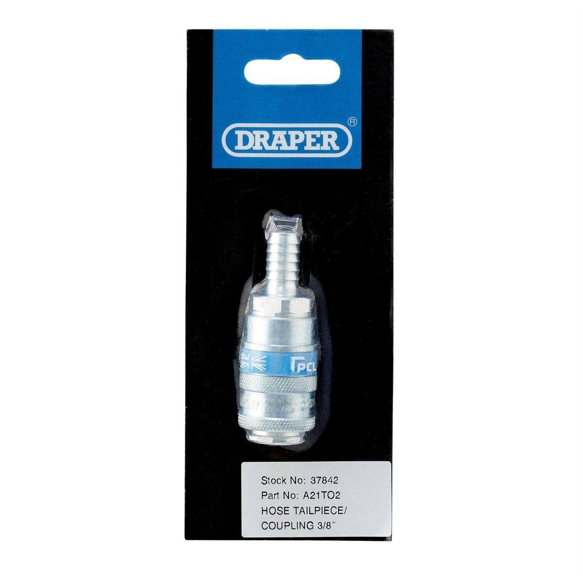 Draper 3/8" Thread PCL Coupling with Tailpiece 37842 White Rose Tools