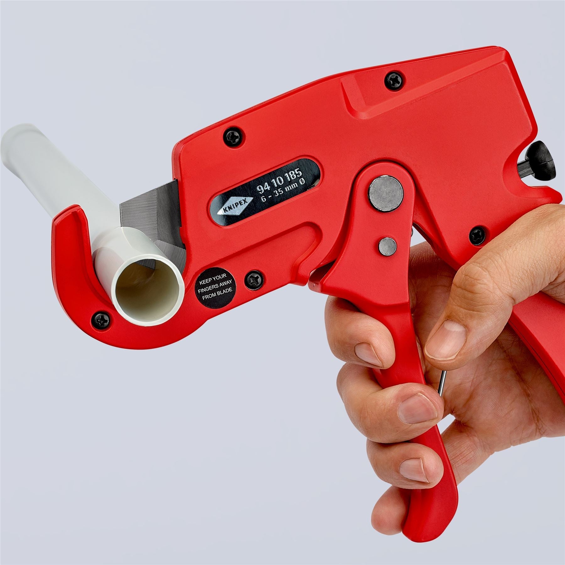 KNIPEX Pipe Cutter for Plastic Conduit Pipes Electrical Installation Work 185mm 6-35mm Capacity 94 10 185 White Rose Tools