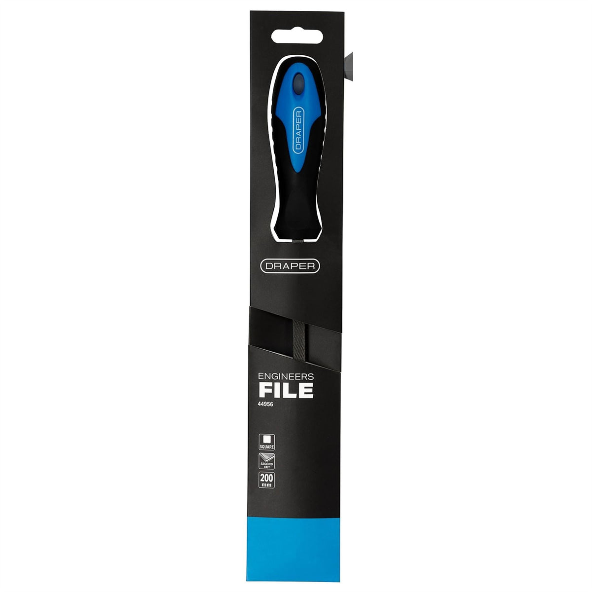 Draper Soft Grip Engineers Square File and Handle 200mm 44956 White Rose Tools