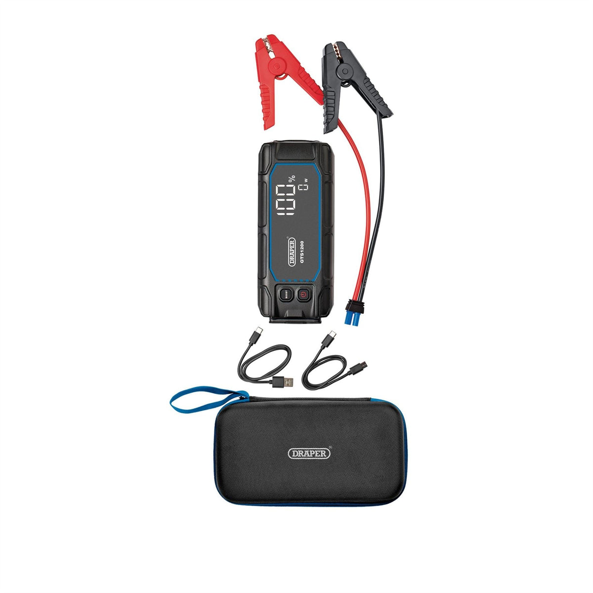 Draper 12V Lithium Jump Starter with Digital Display 1200A 23728 White Rose Tools