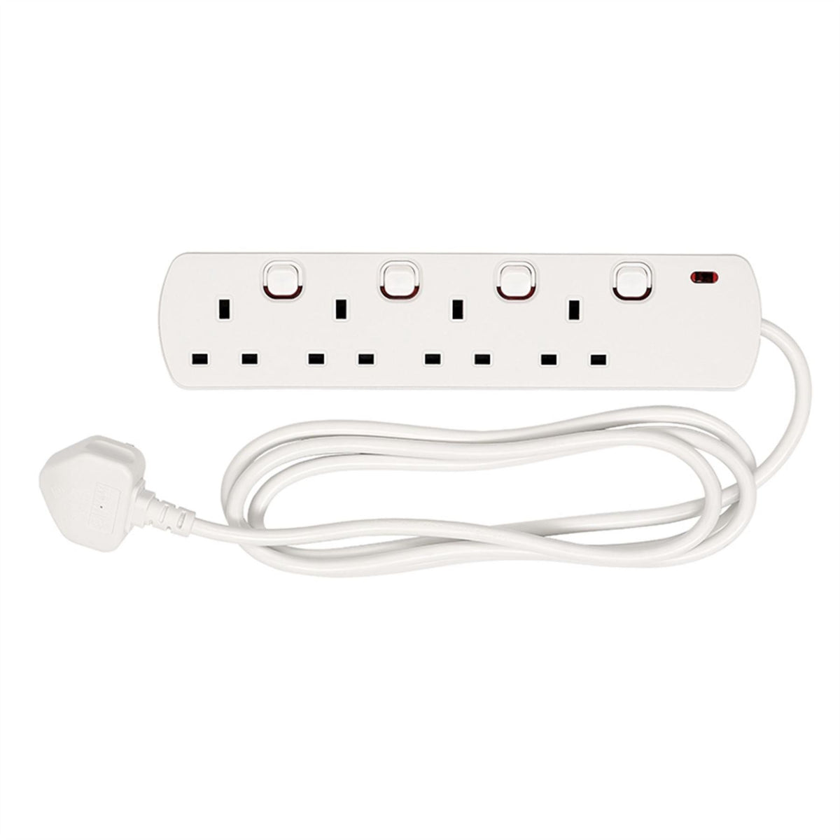 Draper 4 Way White Switch Protected Extension Lead 2m 30915 White Rose Tools