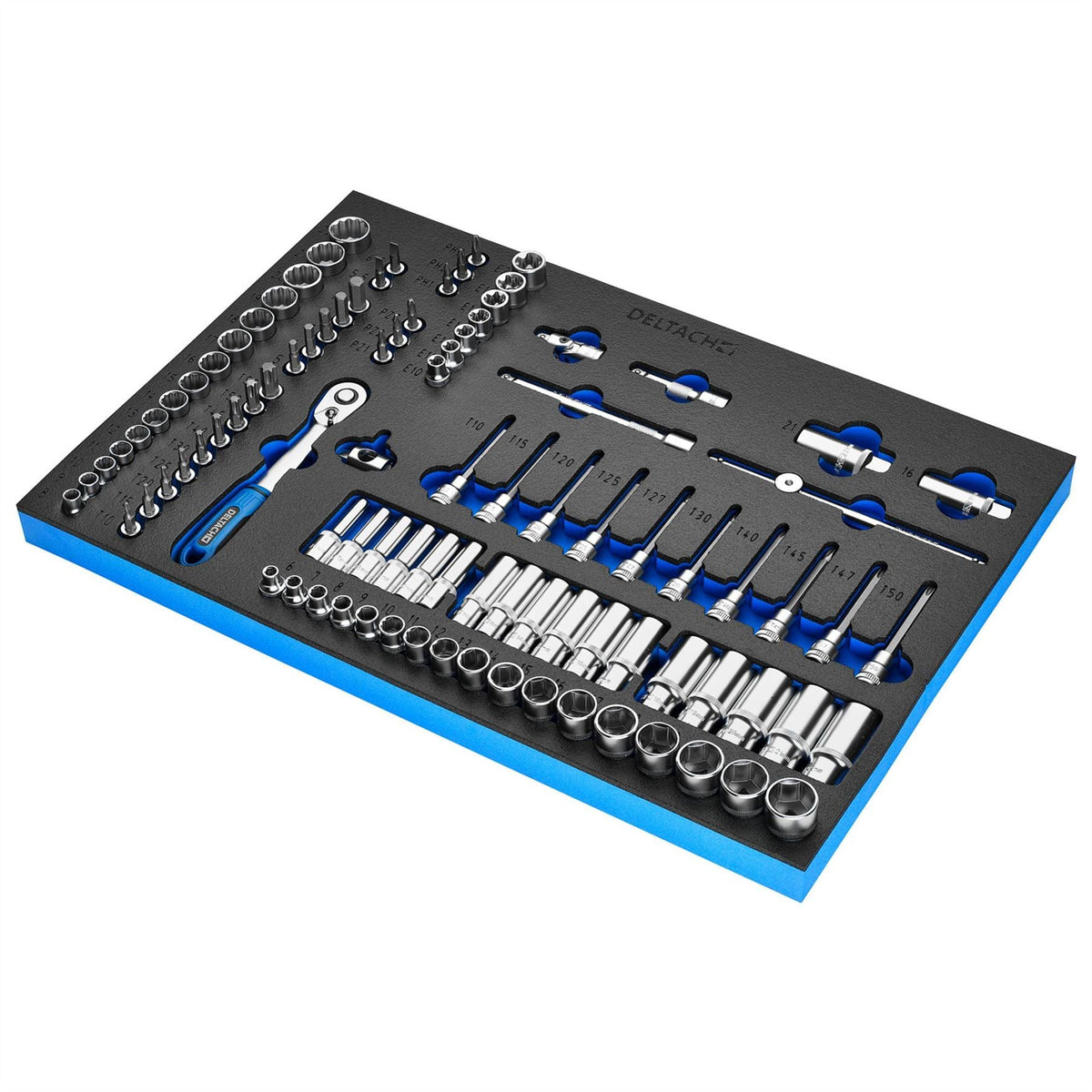 Bunker Socket Set 3/8" Sq. Dr. in EVA Foam Inlay 29445 White Rose Tools
