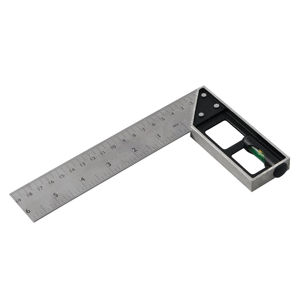 Silverline 150mm Tri & Mitre Square With Spirit Level Imperial Metric Measure