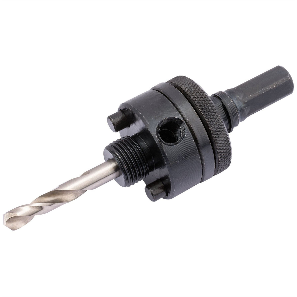 Draper Locking Hex. Shank Holesaw Arbor with HSS Pilot Drill for Holesaws 32 - 152mm 7/16" Thread 52983 White Rose Tools