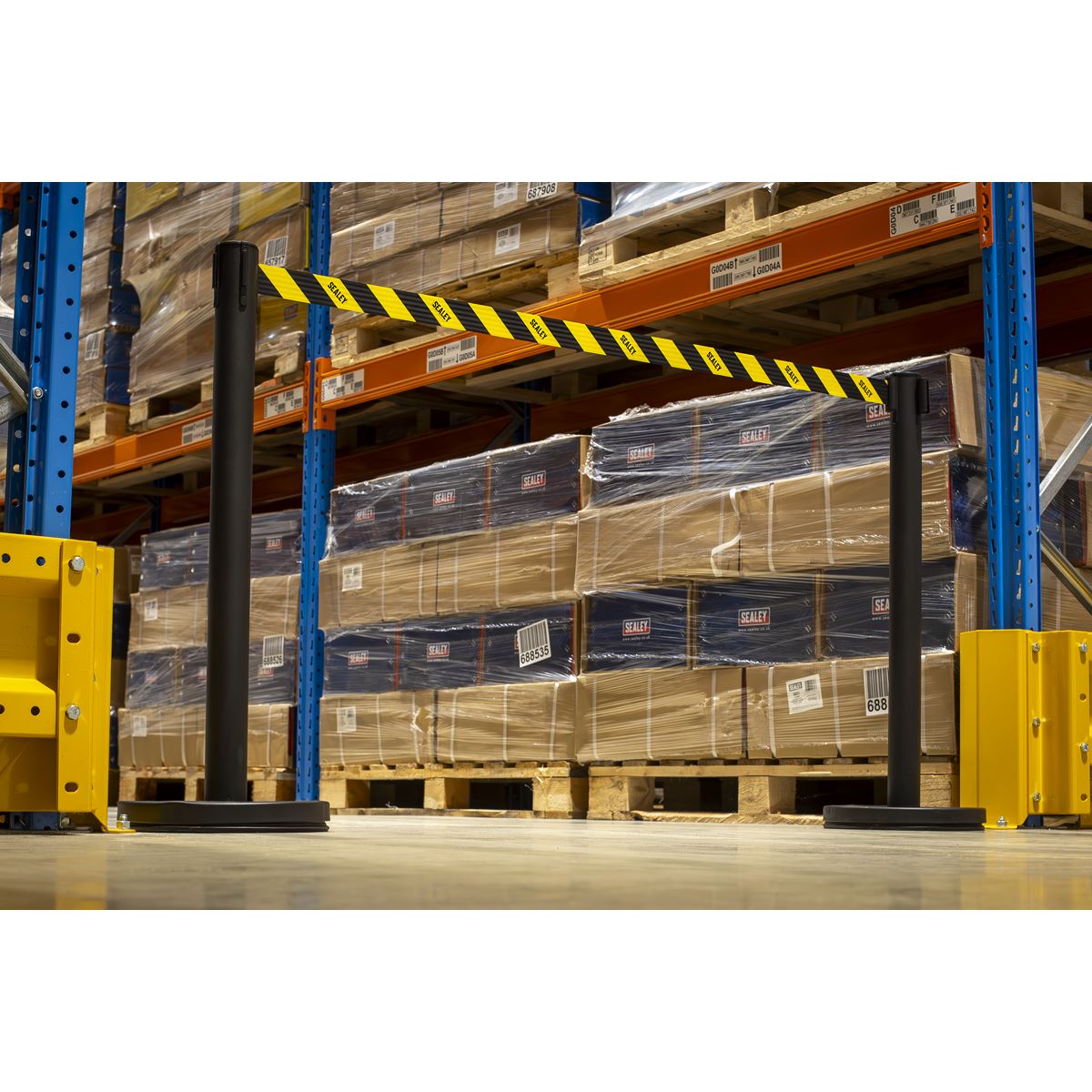 Sealey Retractable Safety Belt Barrier Post - Set of 2 White Rose Tools