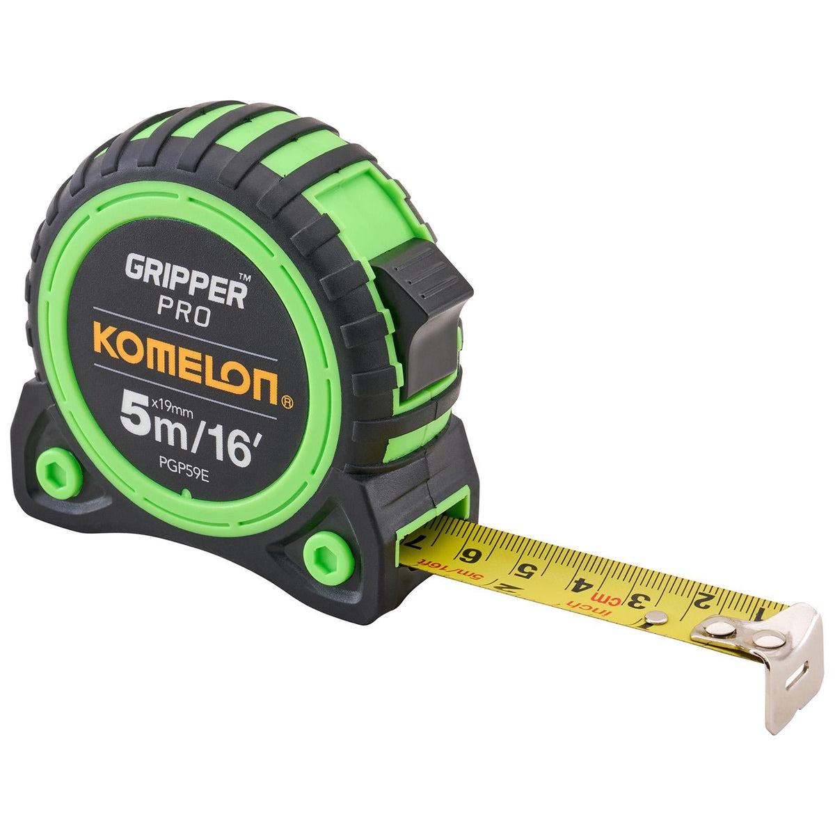 Komelon 5m (16ft) Hi-Vis Gripper Tape Metric / Imperial KG-5019 White Rose Tools