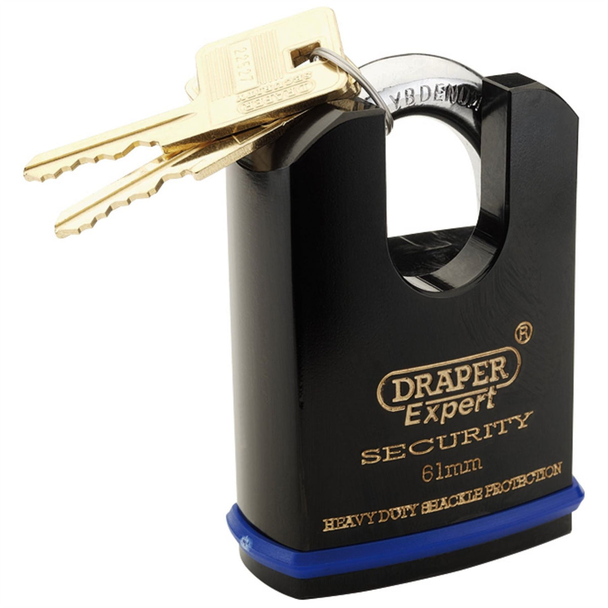 Draper Expert Heavy Duty Padlock and 2 Keys with Shrouded Shackle 61mm 64198 White Rose Tools