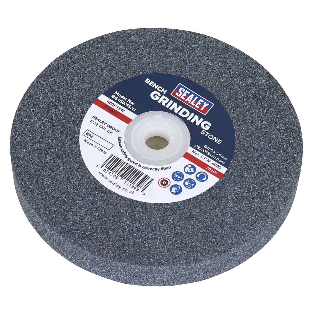Sealey Grinding Stone Ø150 x 20mm Ø32(Ø13)mm Bore A60P Fine