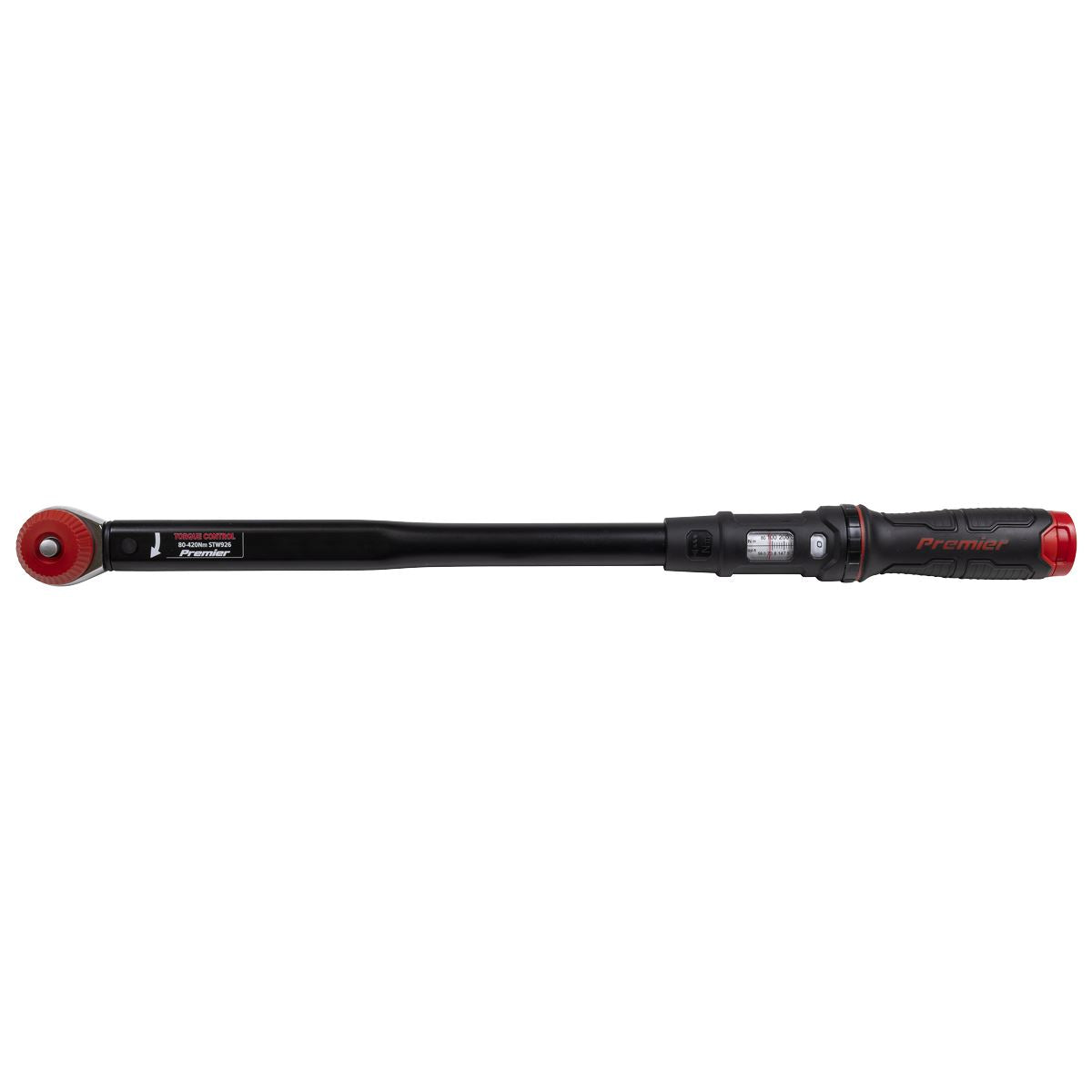 Sealey Premier Black Calibrated Micrometer Torque Wrench with 1/2"Sq Push-Through Drive 80-420Nm White Rose Tools