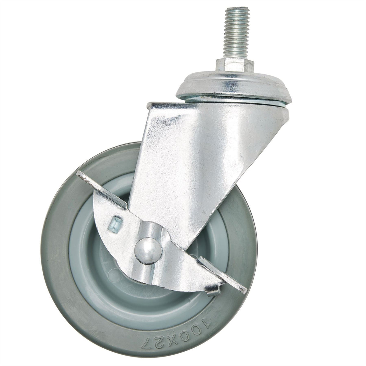 Draper Swivel Bolt Fixing Rubber Castor with Brake 100mm Diameter S.W.L. 80kg 65481 White Rose Tools