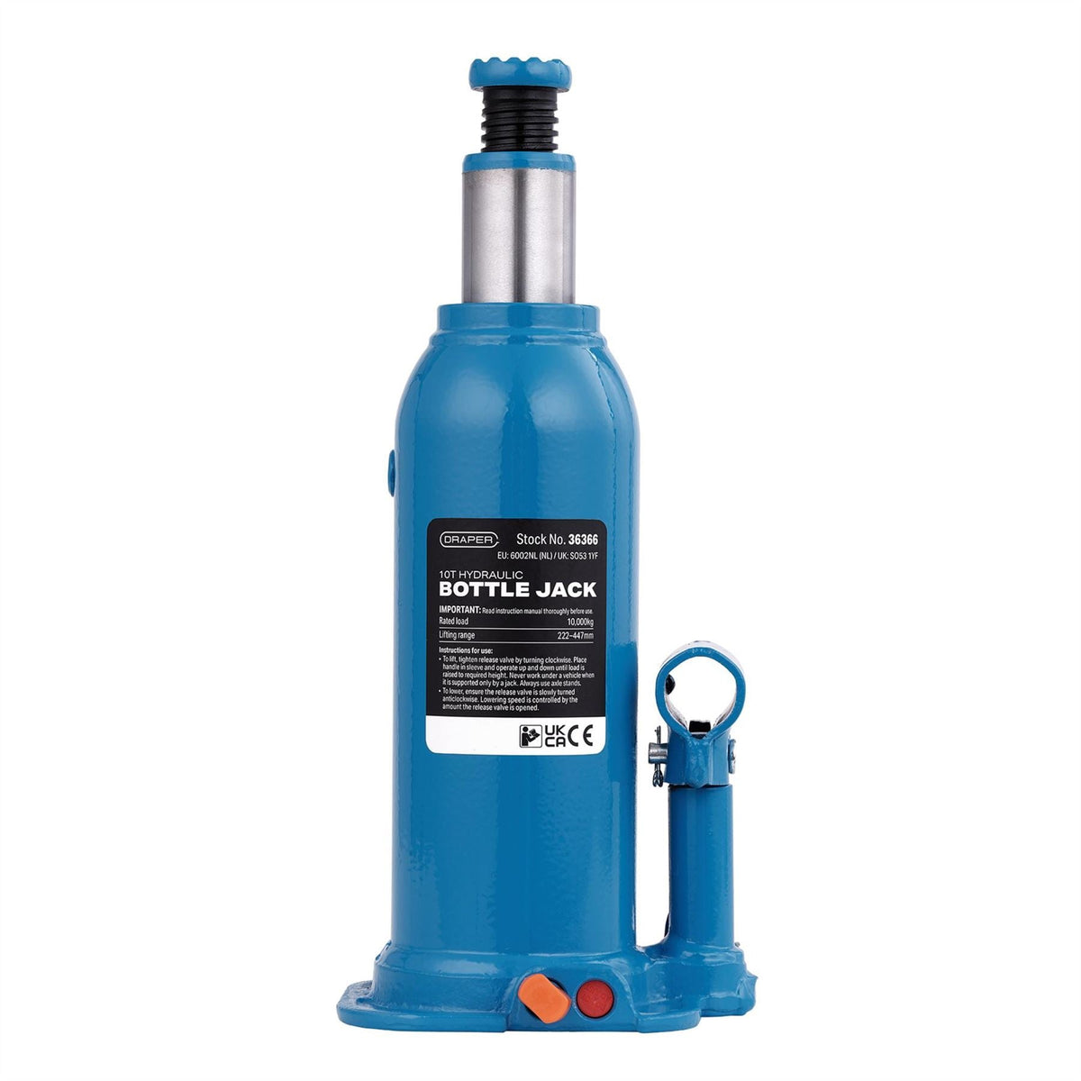 Draper Hydraulic Bottle Jack 10 Tonne 36366 White Rose Tools