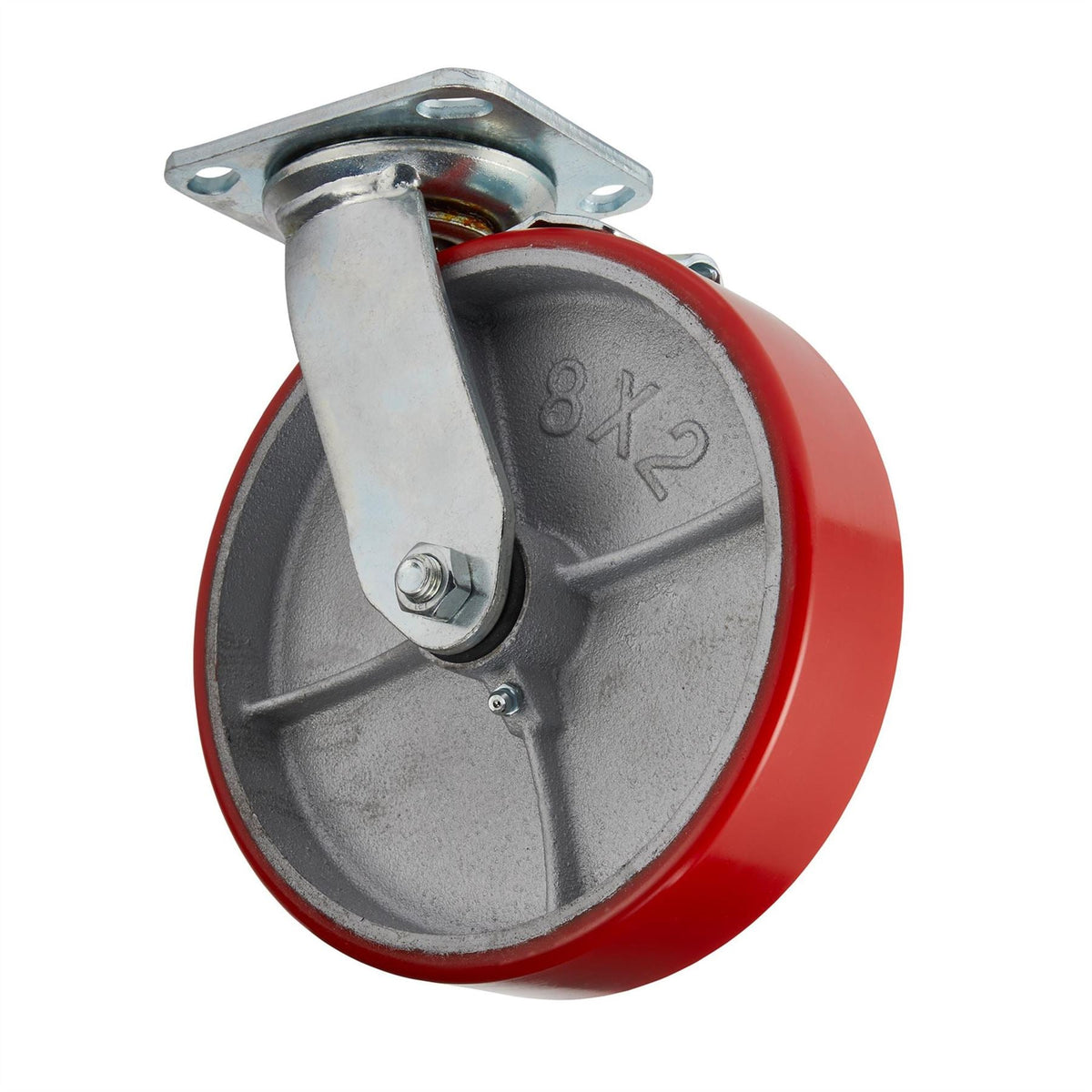 Draper Swivel Plate Fixing Heavy Duty Polyurethane Wheel with Brake 200mm Diameter S.W.L. 500kg 65533 White Rose Tools