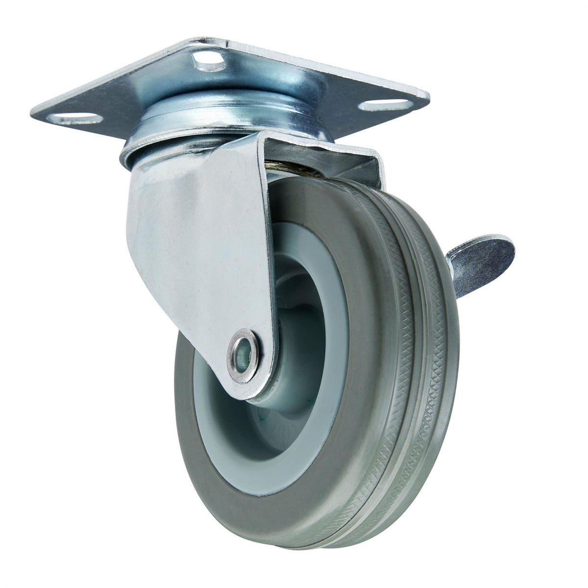 Draper Swivel Plate Fixing Rubber Castor with Brake 75mm Diameter S.W.L. 70kg 65474 White Rose Tools