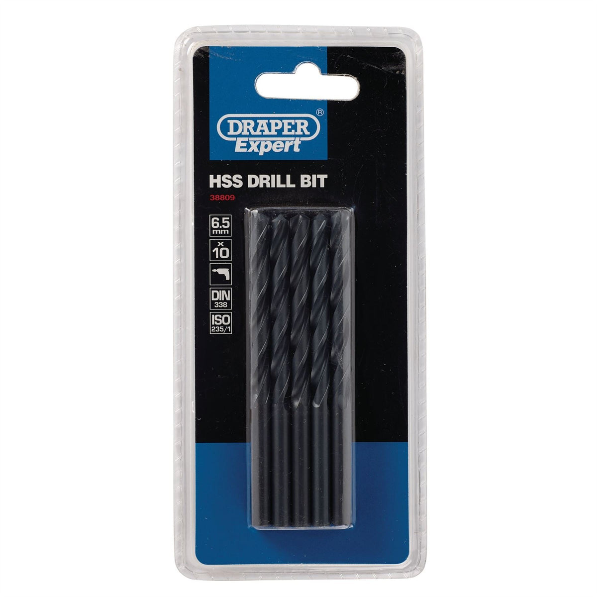 Draper Expert HSS Drill Bit 6.5 x 185mm (Pack of 10) 38809 White Rose Tools