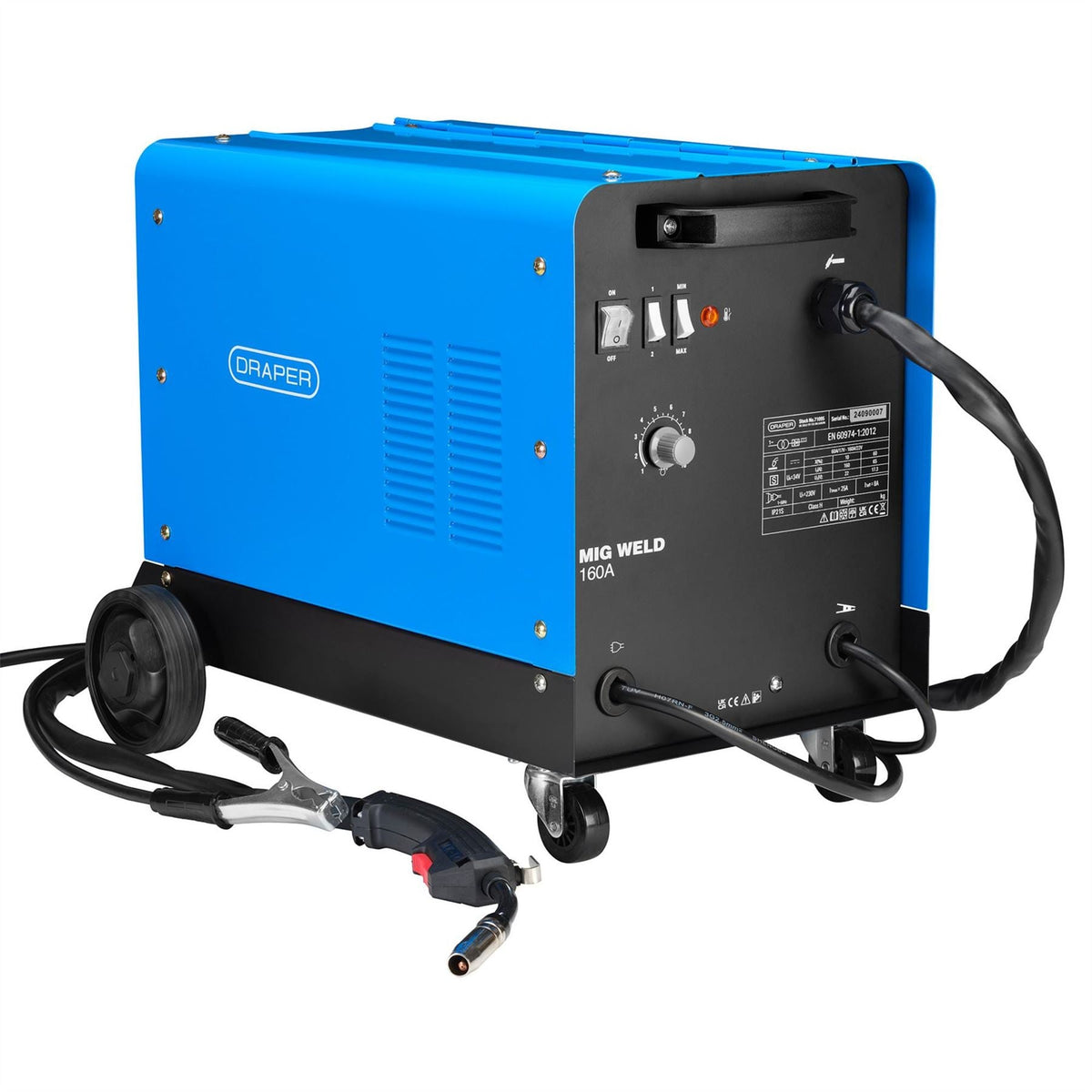 Draper Gas/Gasless MIG Welder 160A 71095 White Rose Tools