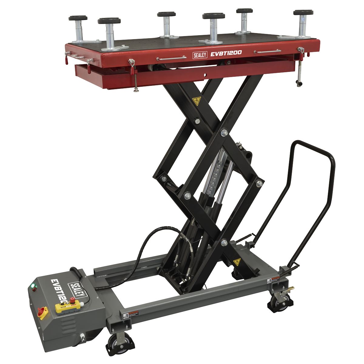 Sealey High Lift EV Battery Lift/Hydraulic Platform Truck 1200kg Capacity White Rose Tools