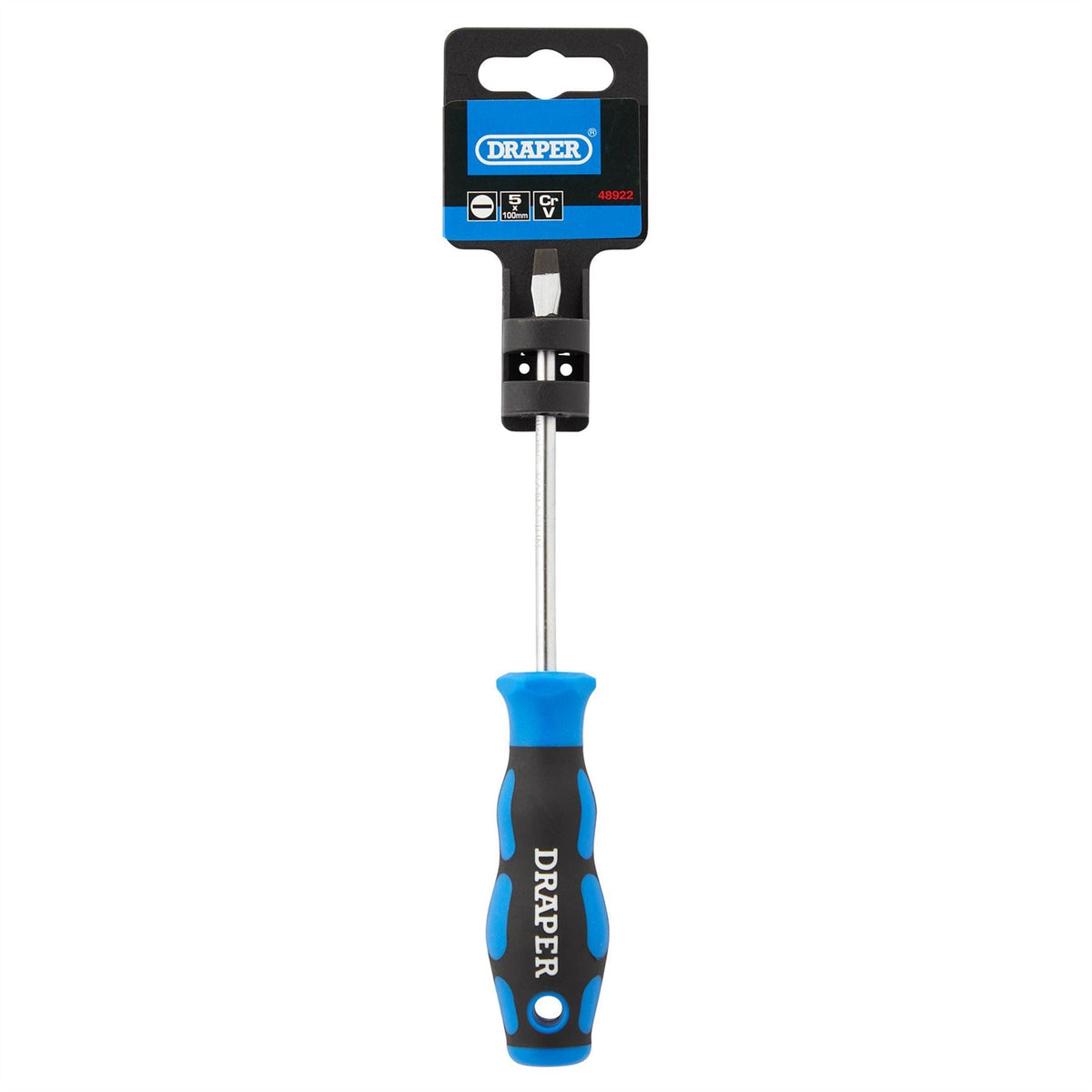 Draper Soft Grip Plain Slot Screwdriver 5 x 100mm 48922 White Rose Tools