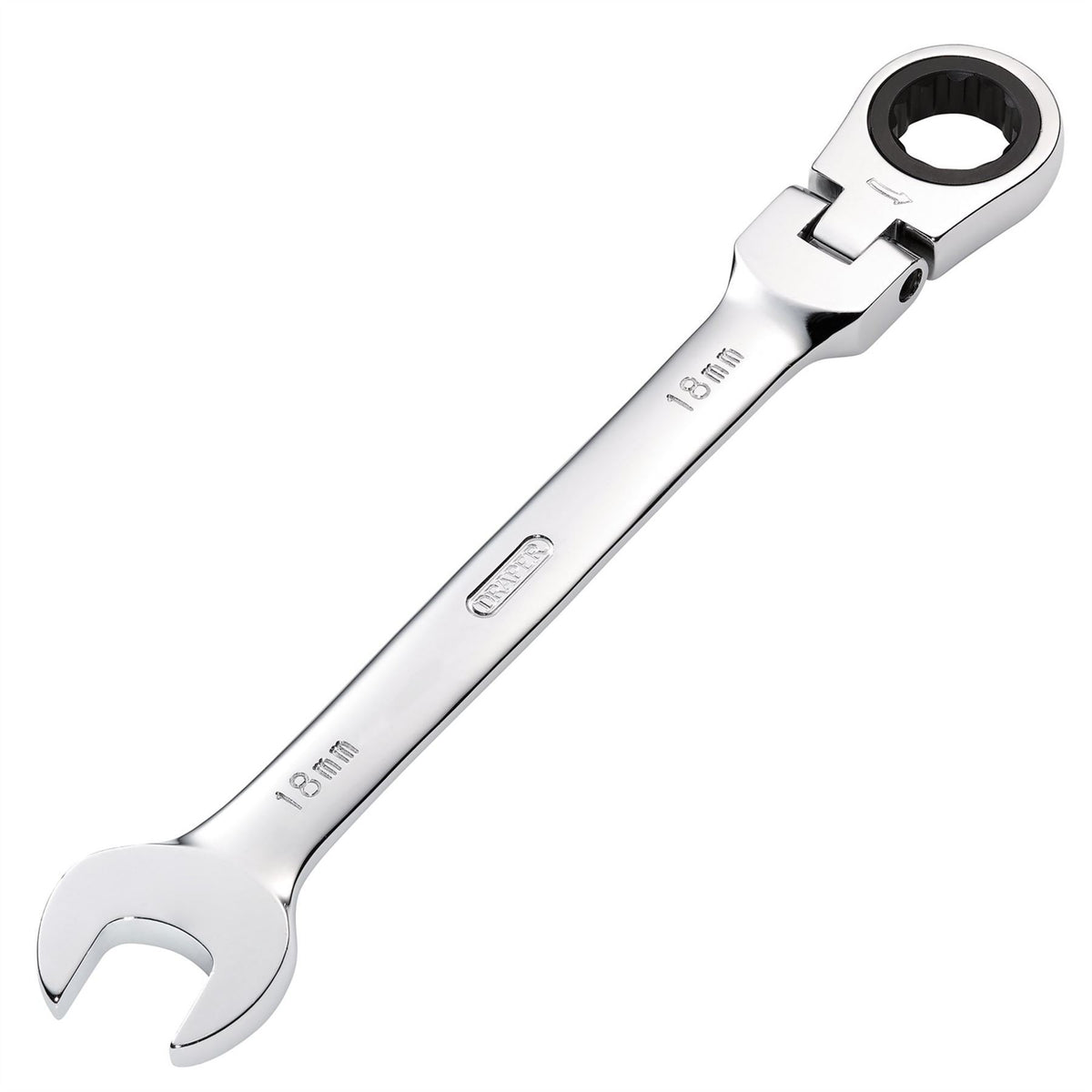 Draper HI-TORQ® Metric Flexible Head Ratcheting Combination Spanner 18mm 52020 White Rose Tools