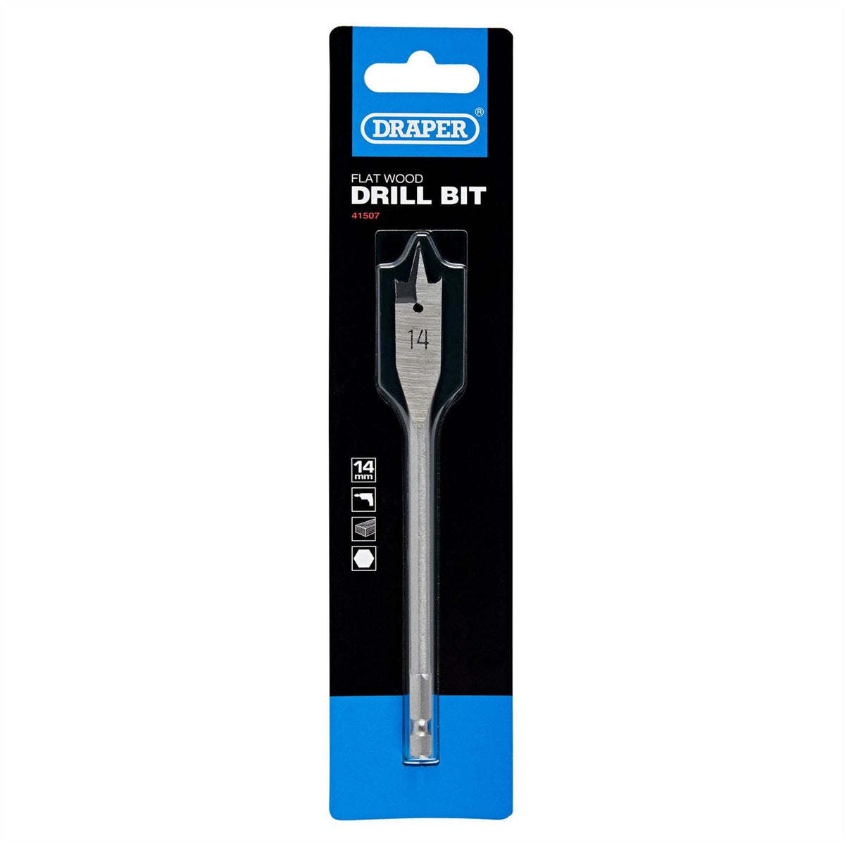 Draper Flat Wood Drill Bit 14 x 152mm 41507 White Rose Tools
