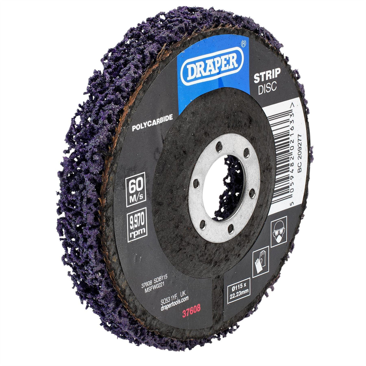 Draper Polycarbide Strip Disc 115mm 22.23mm 180 Grit Purple 37608 White Rose Tools